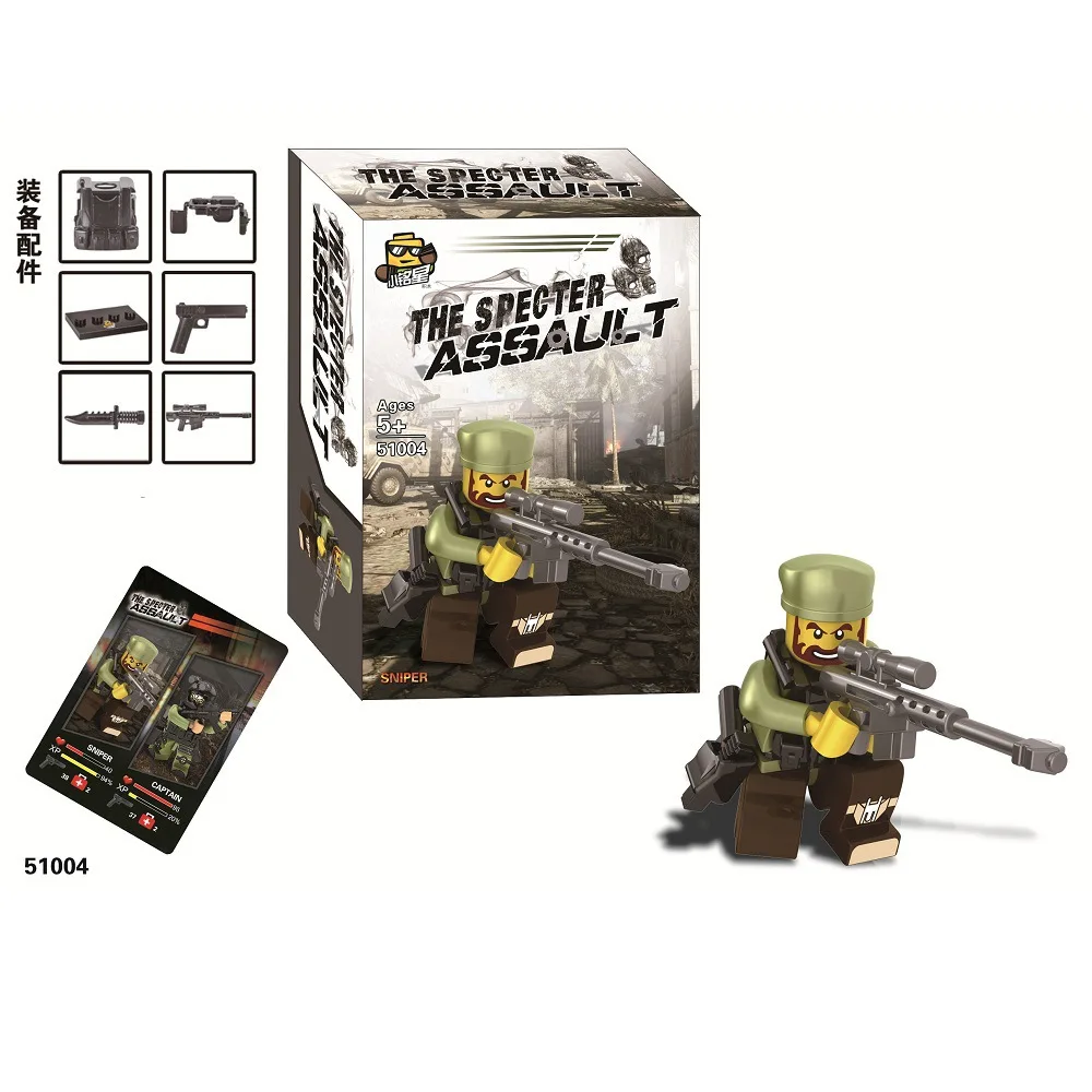 12PCS military minifigures blocks with weapon compatible with Legoe small building blocks assembling and military