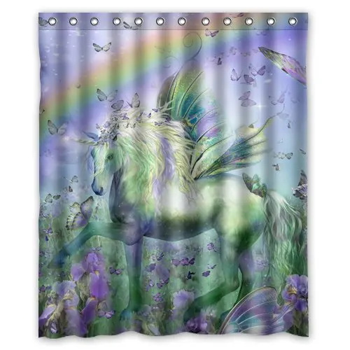 

Unicorn of the Butterflies Custom Polyester Fabric Shower Curtain 60x72 Inch Bath Curtains