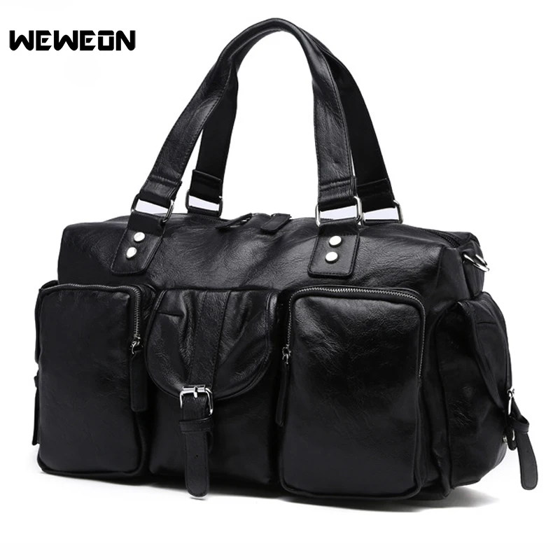 

Men Waterproof Soft PU Leather Fitness Gym Bags Sports Fitness Training Shoulder Bags Women Messenger Bags Travel Duffle Handbag