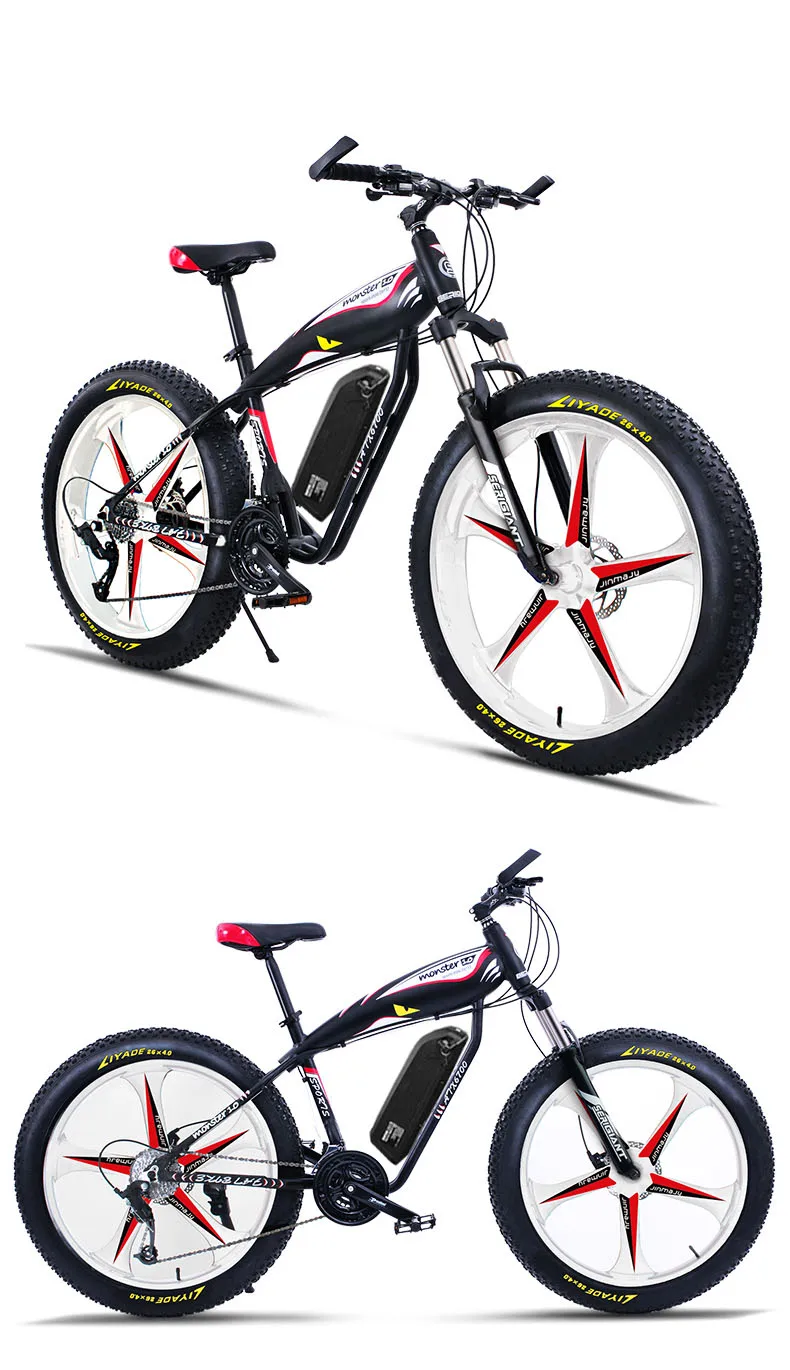 Top Custom 26inch Ebike electric mountain bicycle fat 4.0 tries snow beach off-road 5spoke wheel 48V 750W  high speed motor EMTB 15