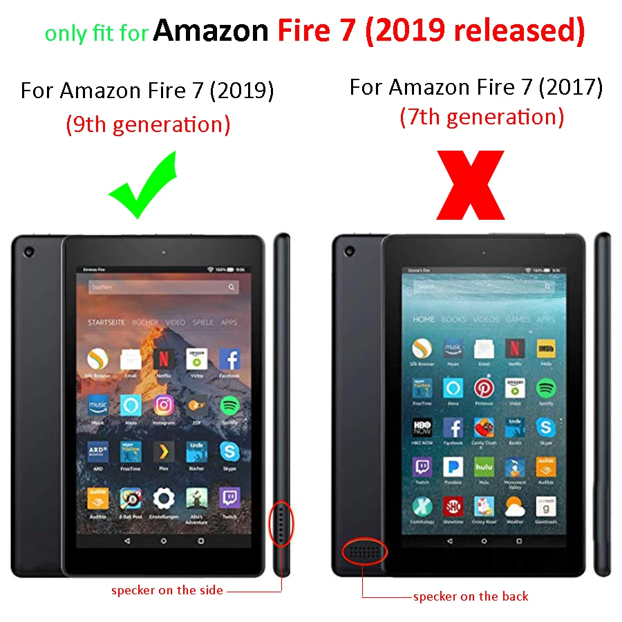 Чехол для Amazon New Fire 7 принт PU кожаный чехол для планшета Kindle Fire7 9th generation чехол