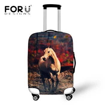 

FORUDESIGNS Travel on Road Crazy 3D Horse Pattern Luggage Protective Covers for 18-30" Case Trunk Suitcase Accessories for Bags
