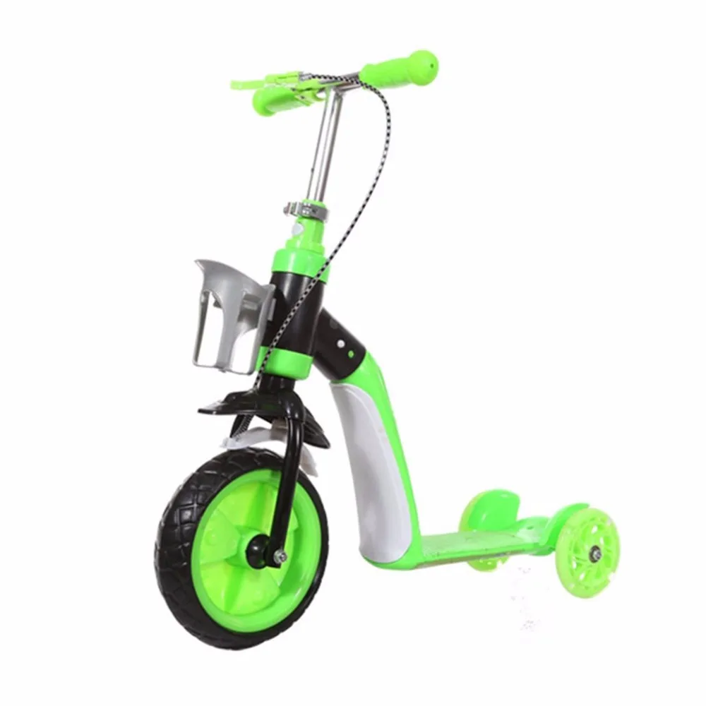 

Children Scooter Three Wheels Slide Two In One Child Sliding Vehicle With Bottle Holder Adjustable Height Large Front Tyre