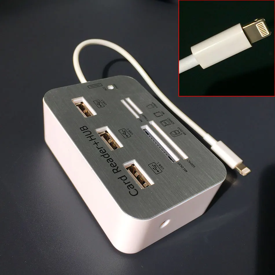 Новый адаптер считывателя карт + 3-USB-концентратор для подключения камеры Combo 5 в 1