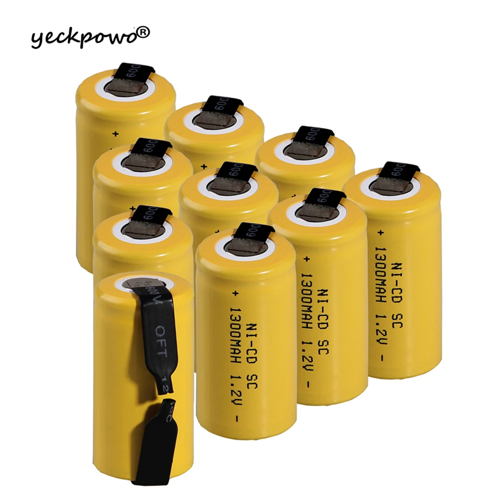 10 pcs SC 1300mah 1.2v battery NICD rechargeable batteries for emergency light toy equipment power 4.25cm*2.2cm tools | Электроника