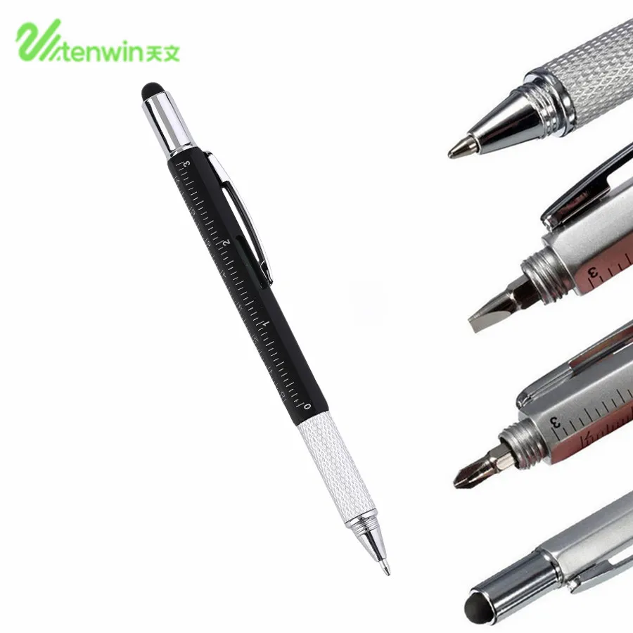 

TENWIN 6 In 1 Multifunctional Touch Screen Tool Stylus Pen Ballpoint Pen Portable Size Ballpoint Pen With Ruler Screwdriver Tool