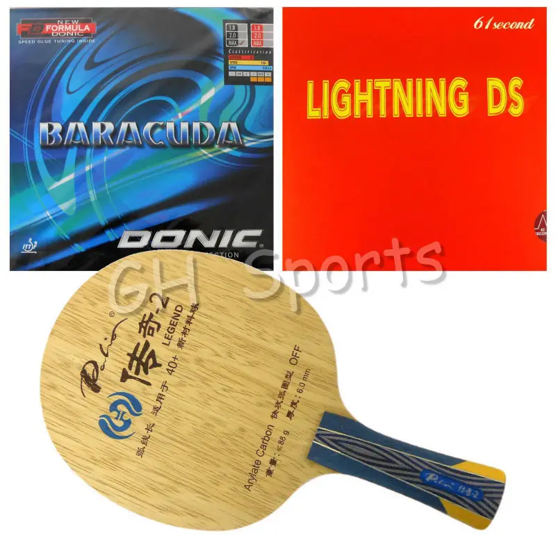 

Pro Table Tennis PingPong Combo Racket Palio Legend-2 with 61second Lightning DS and Donic BARACUDA 12080 Long shakehand FL