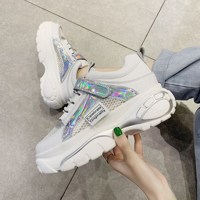 

BZBFSKY Women Sneakers Ladies Casual Fashion Brand Platform Shoes Breathable Mesh Sneaker Luxury Girl Flat Wedges Woman Shoes