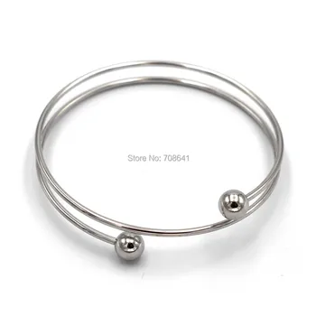 

68mm Stainless Steel Cuff Bangle Simple Double Wire Bracelet Smooth NO Fade for Women DIY European Charms Jewelry Making