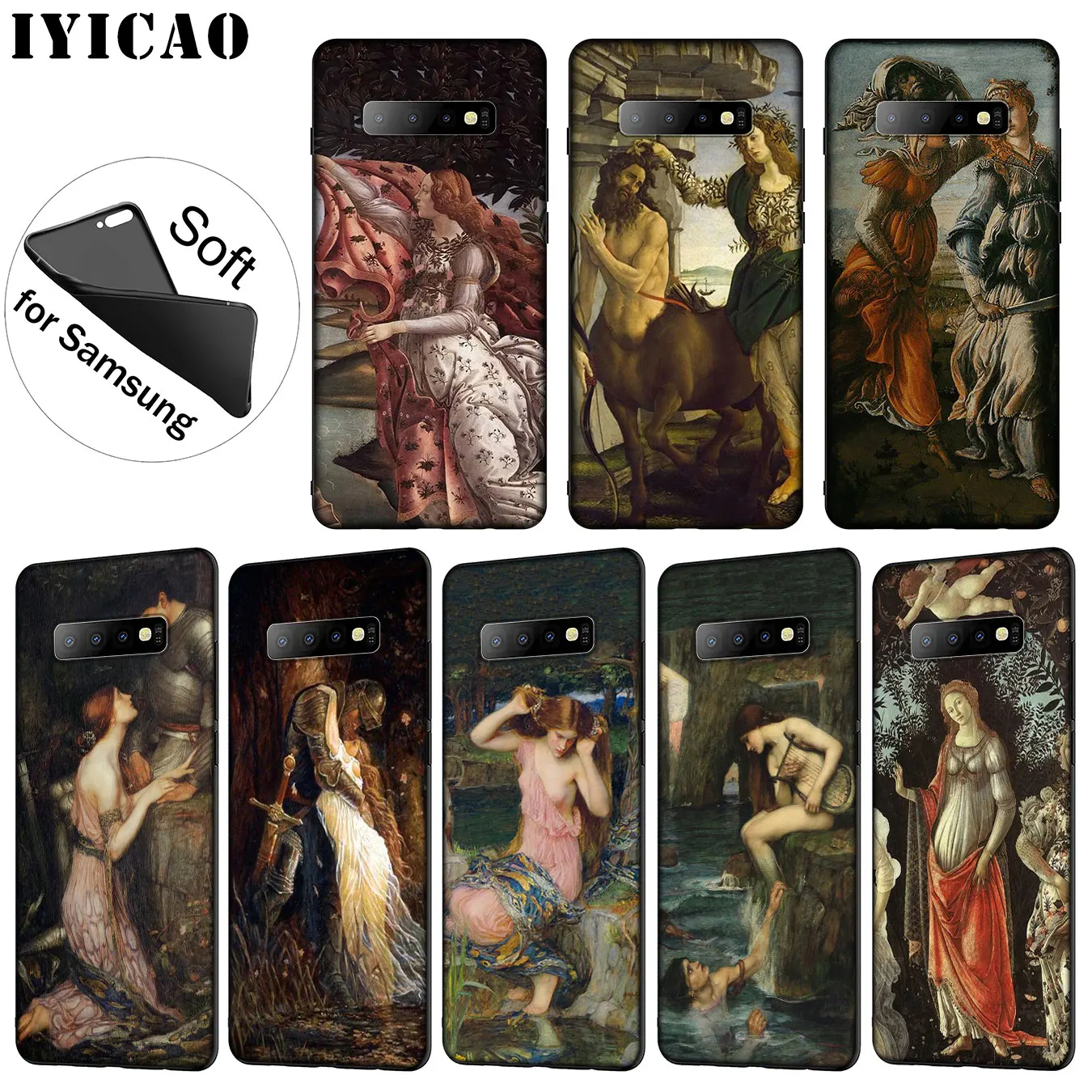 

IYICAO Art Paintings The Birth Of Venus Soft Silicone Phone Case for Samsung Galaxy S10 S9 S8 Plus S6 S7 Edge S10e E Black Cover