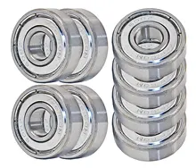VXB 608 ZZ Skateboard Bearings, Double Shielded, Silver (Pack of 8)