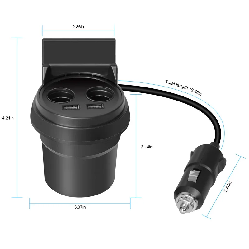Портативный с 360 Roration держателем двойная чашка USB тип автомобильное зарядное