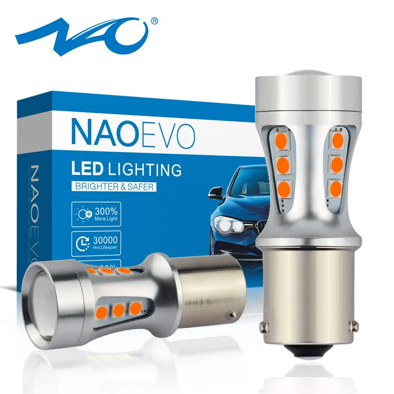 Лампа светодиодная Автомобильная NAO PY21W BAU15S 1156 лм 12 В 3030 к|car light|12v car led lampreverse light |