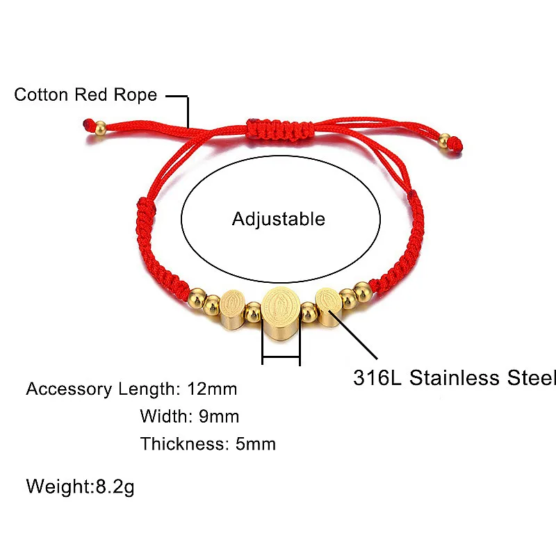 Наша Леди Guadalupe Девы Марии Бусы из нержавеющей стали Регулируемая Веревка Браслеты враг для женщин религиозный католический Шарм ювелирные изделия
