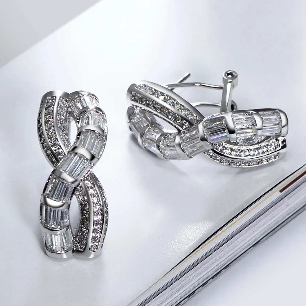 Unique design earrings pave cubic zircon crystal aretes high quality women drop earring statement Jewelry