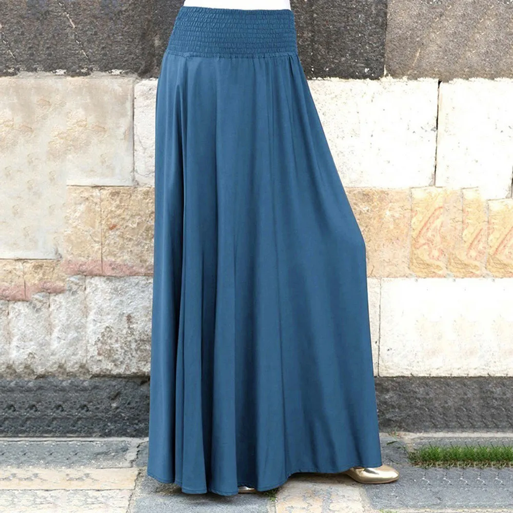Женская модная однотонная плиссированная юбка с эластичной резинкой на талии в винтажном стиле, свободные длинные юбки trendyol saias spodnica# Zer