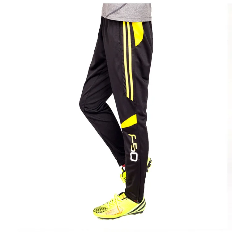 Длинные штаны с карманами на молнии для футбола, профессиональные мужские Штаны для игры в футбол и бега, спортивная одежда для бега - Цвет: 9101 yellow