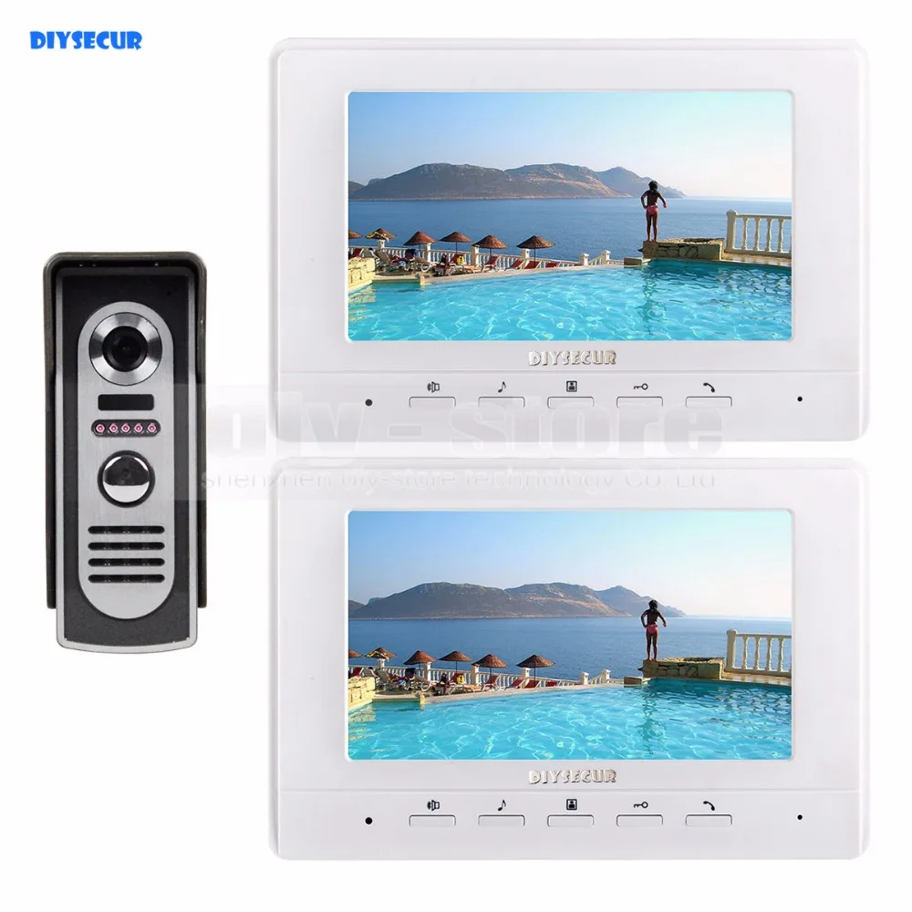 

DIYSECUR 7inch Video Intercom Video Door Phone 600TV Line IR Night Vision Outdoor Camera 1 v 2 for Home / Office Security System