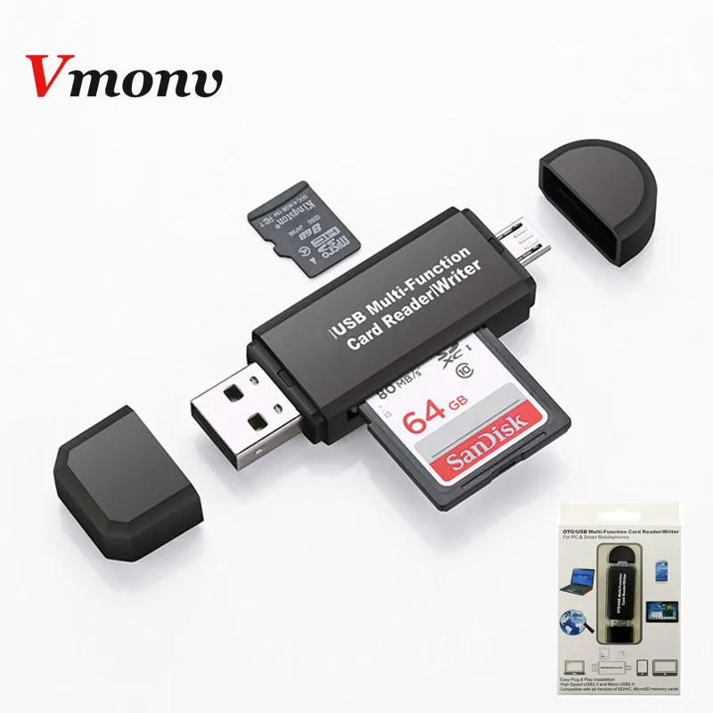 Vmonv 2 в 1 USB OTG кардридер флэш накопитель высокоскоростной USB2.0 TF/SD карта для