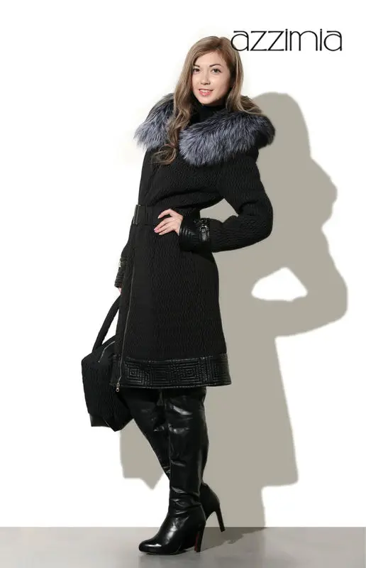 Azzimia Для женщин зимние теплые куртки и пальто для мальчиков, Длинные обтягивающие черные парка 3M Thinsulate большой меховой воротник Большие размеры 4XL 15W-15