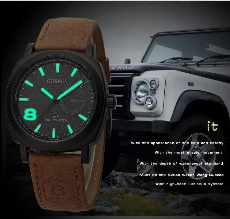 Relogio Masculino 2016 men Military Watches casual quartz watch CURREN Brand Luxury Leather fashion