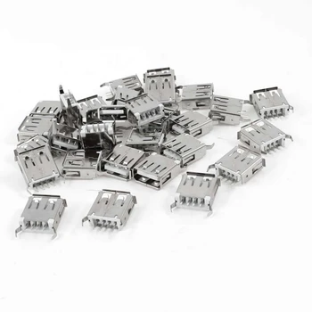 

10pcs/lot USB 2.0 4 Pin A Type Female Socket Connector Curly Mouth Bent Foot for Data Transmission Charging