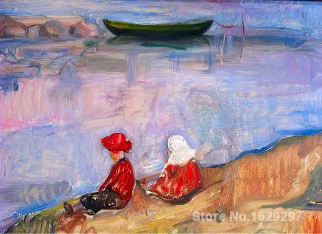 

Painting by Edvard Munch art Two Children On the Beach High Quality Hand painted