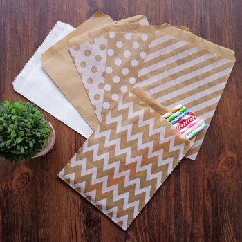 

New Kraft series Chevron/Striped/Dots Party Favor Bags, Bitty bag,Kraft Paper Gift Bag 5"x7" (13x18cm)