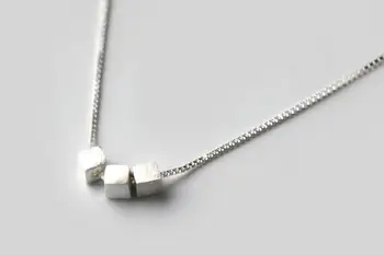 

Real. 925-Sterling-Silver Square Cube Pendant Necklace Sterling Silver Geometric Fine jewelry GTLX996