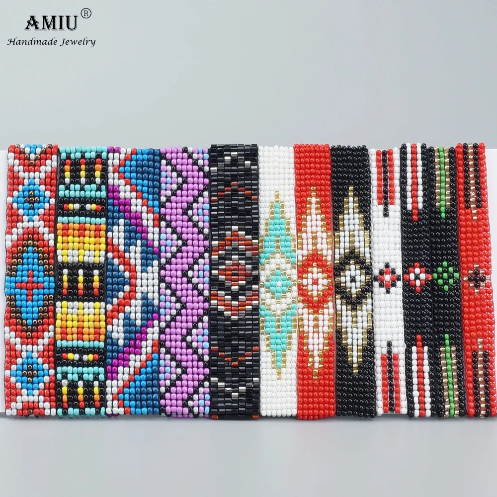 AMIU- ի ձեռագործ փաթեթ վաճառք Bohemian Weave Beads Friendship Bracelet Woven Rope String փաթեթավորող հավաքածուն 12 կտոր կանանց տղամարդկանց համար