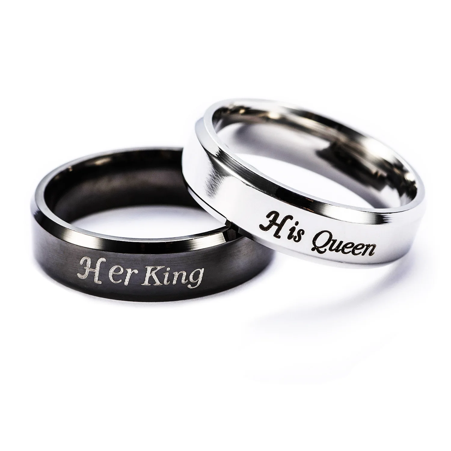 New design lover rings wholesale stainless steel HIS QUEEN and HER KING couple rings for lovers Dropshipping JZ002
