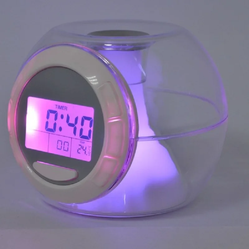 Светодиодный Будильник цифровой светодиодный датчик температуры пластик с подсветкой изменение цвета Повтор Функция сигнализация для помещений часы