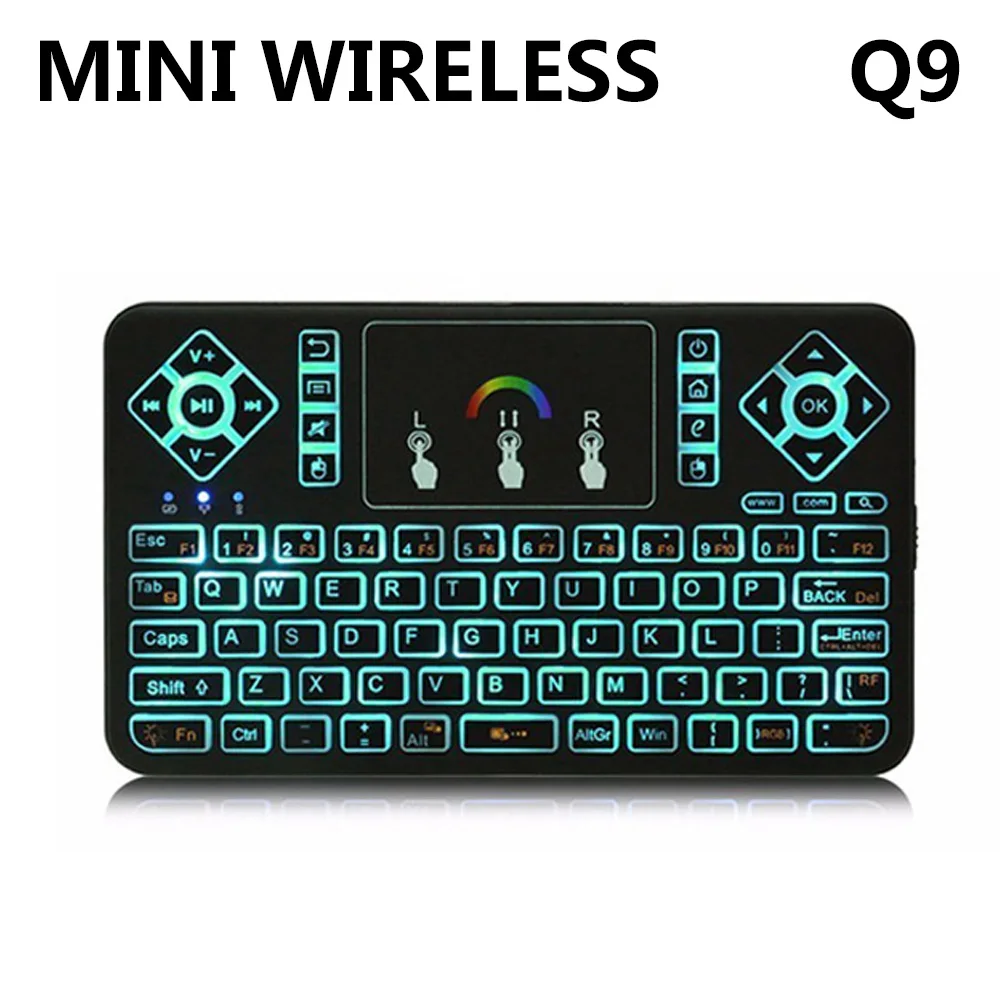 TZ Q9 2 4 GHz Беспроводная клавиатура RGB с подсветкой сенсорная панель для Android/Google Smart