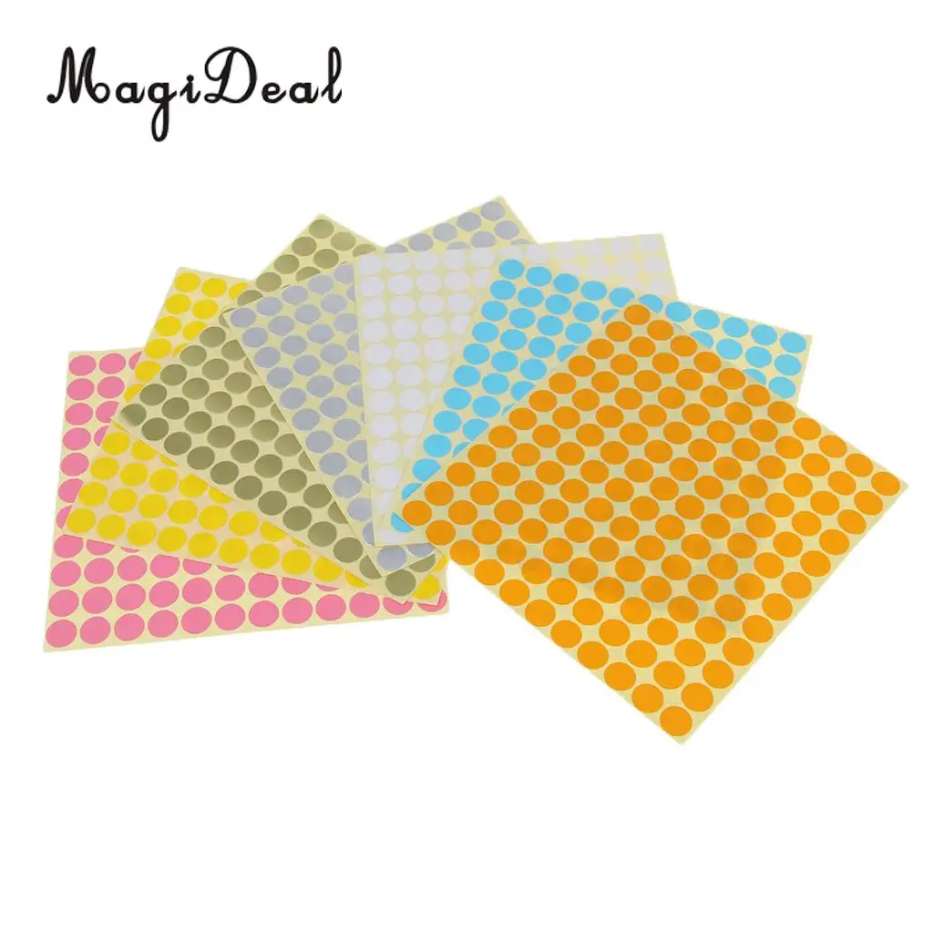 7 Sheets Essential Oils Bottle Cap Handwriting Labels Color Dots Stickers Stick on Anything- Folders, Papers, Stationery, Maps