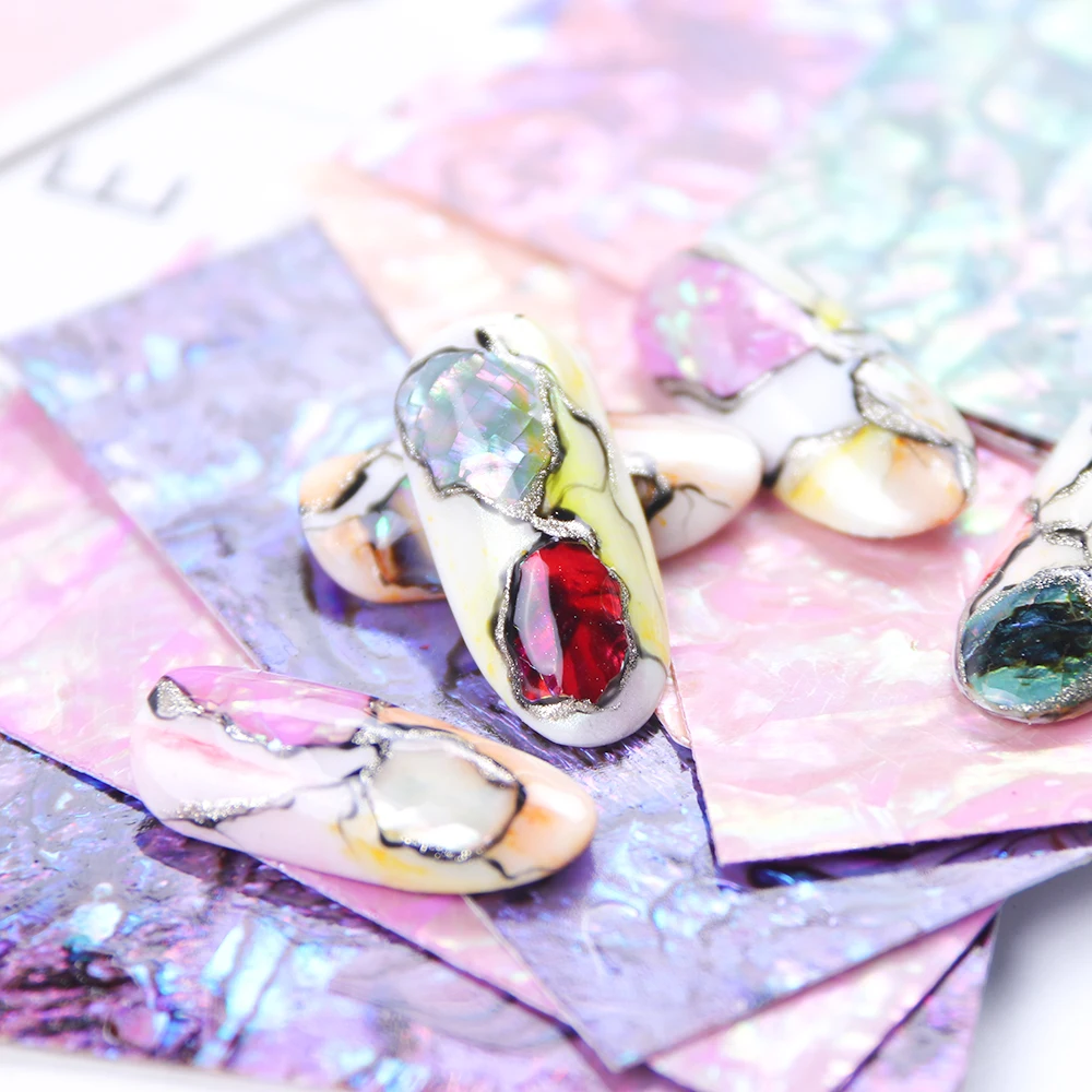 

15 Color Shell Abalone Nail Art Sticker Gradient Mermaid Flake Marble Foil Decals Adhesive Manicure Nail Art Decorations JI747-1