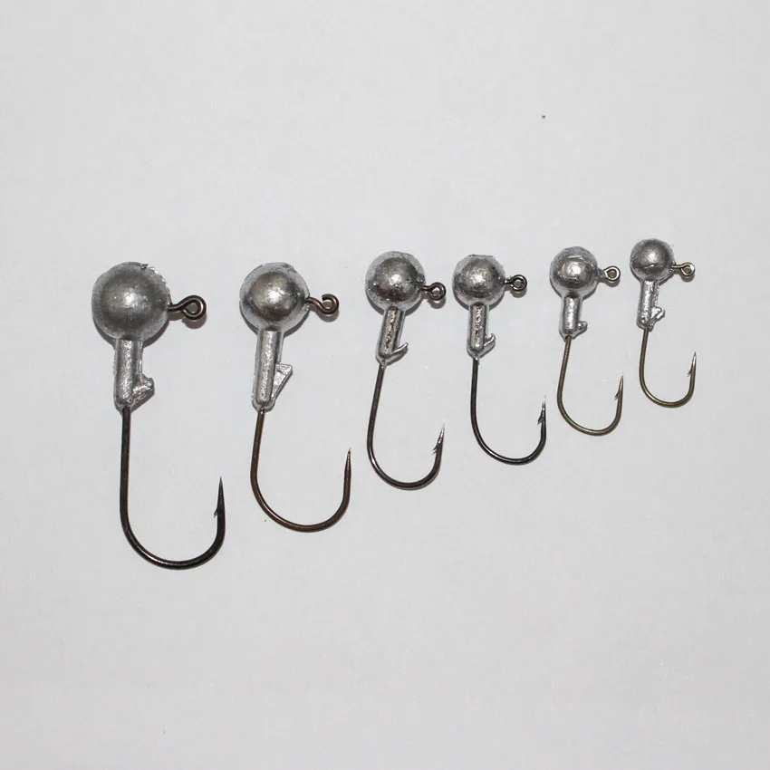 

hot sale 10pcs/lot 3g/4.7g/6.7g/9.8g/14g jig head hook metal fishing lure soft lure hook unpainted lead fishing lure