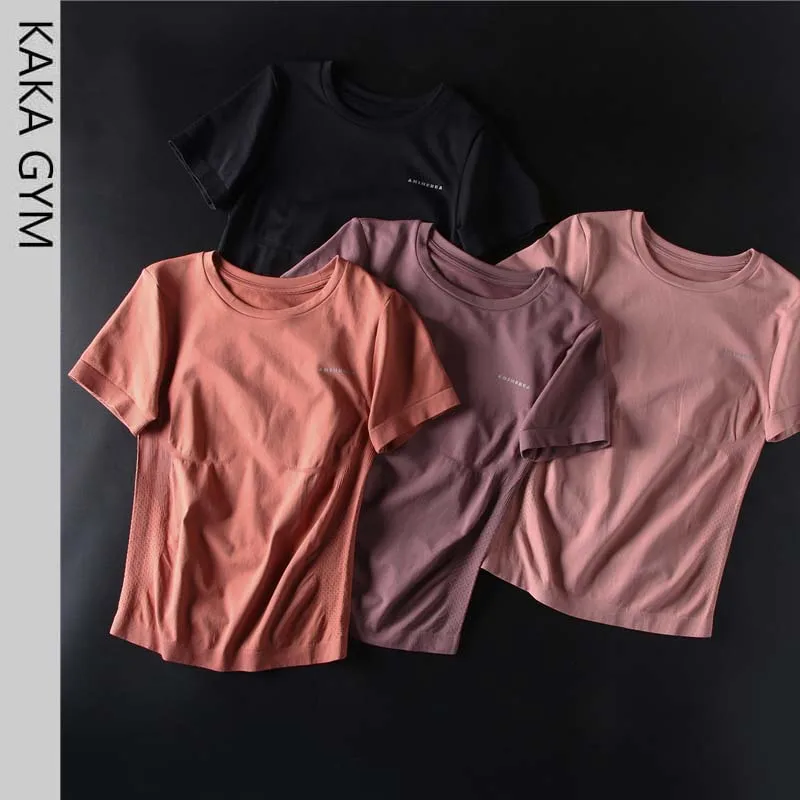 

Women Workout Crop Top Short Sleeves Gym Shirt Seamless Sports Shit Tops Quick Dry Fitness Apparel Sports Wear Sexy T-shirt