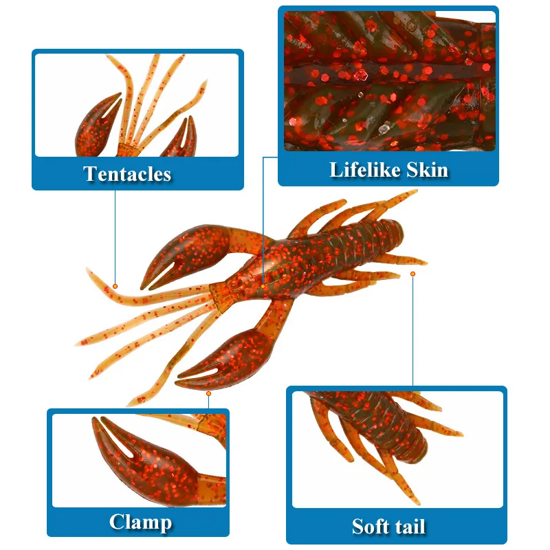 Soft Lure Bait Medium Shrimp 8.5cm/5.7g 6/pcs Lure Bait Silicone Lobster Bionic Fish Bait Fishing Tackle jooyoo