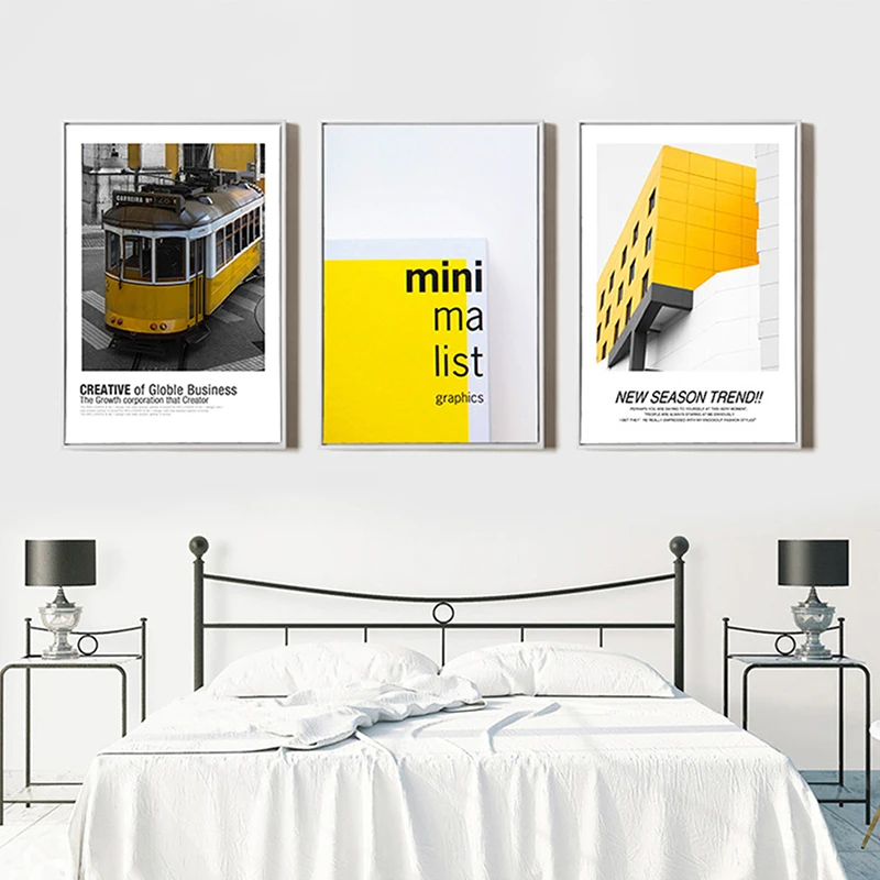 

Simple Yellow Building Landscape Life Quote Canvas Art Posters Prints Motivational Painting Nordic Wall Picture for Room Decor