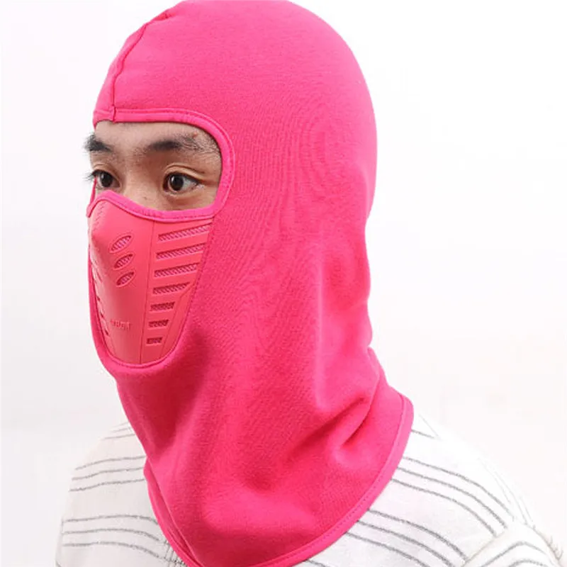 Cycling Winter Fleece Warm Full Face Cover Anti-dust Windproof Ski Mask Snowboard Hood Anti-dust Bike Thermal Balaclavas Scarf - Цвет: Pink