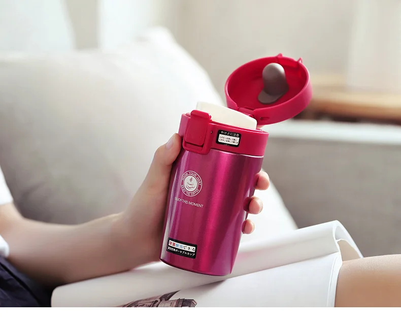 Cute Thermose Cup Thermal Bottle for coffee Vacuum Flasks Cafe Thermose one hand touch stainless steel (13)