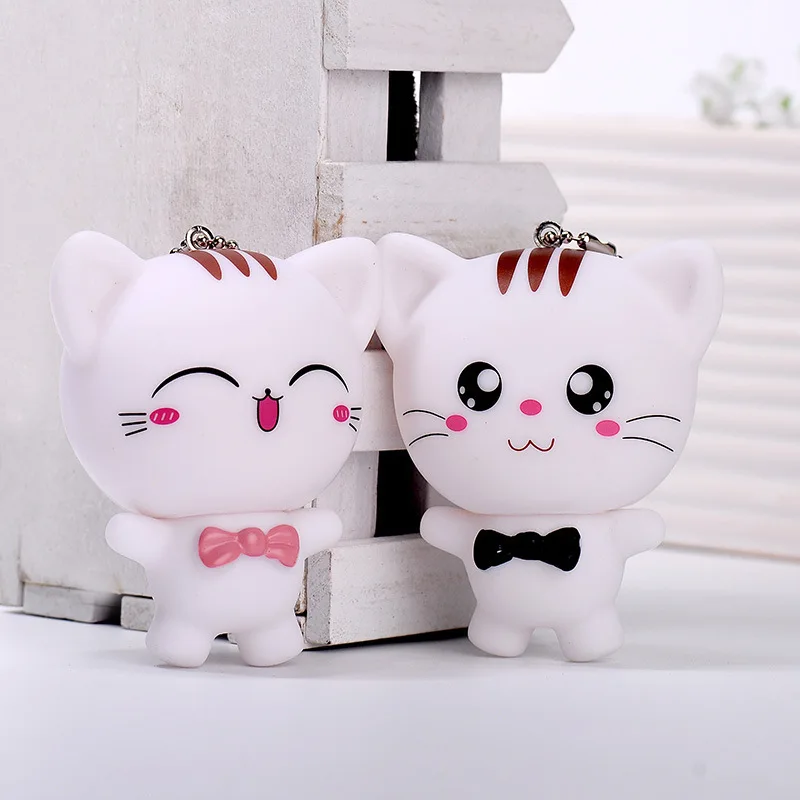 Брелок с котом и подвеской в виде милых животных мультяшный автомобиль собака