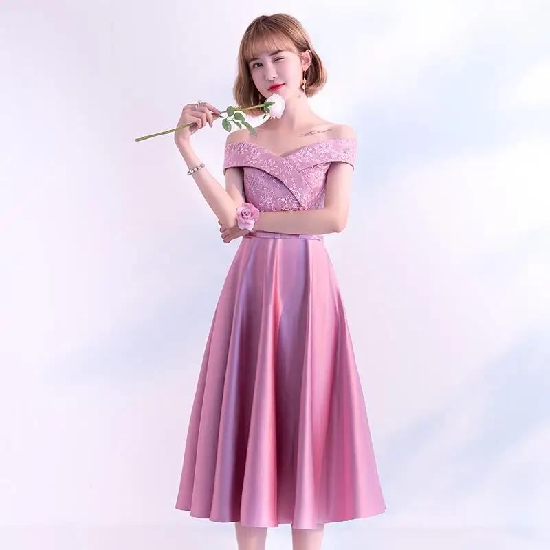 5 Style Quality Dark Pink Vintage Dresses A line Wedding Party Sexy Dresses Vestido De Festa Party Dresses Slim Elegant Dress