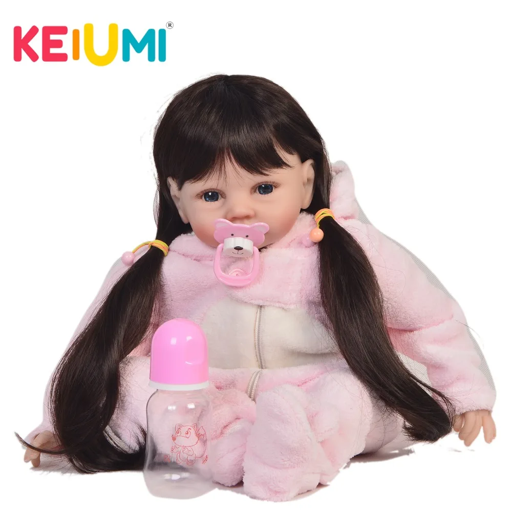 KEIUMI 22''Realistic Boneca возрождается Мягкие силиконовые возрождается кукла девушка 55 см реальный как Princese игрушки для детей подарки на день