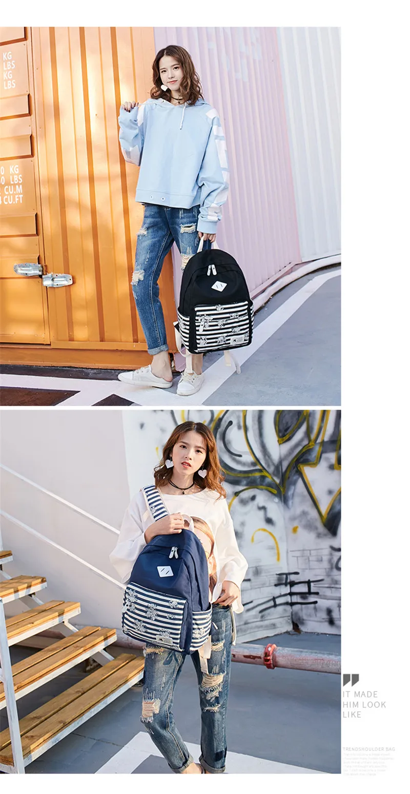 Для женщин рюкзак полоса Печать на холсте школьная сумка для подростков девочек элегантный дизайн рюкзак для путешествий для отдыха; рюкзак для ноутбука Mochila