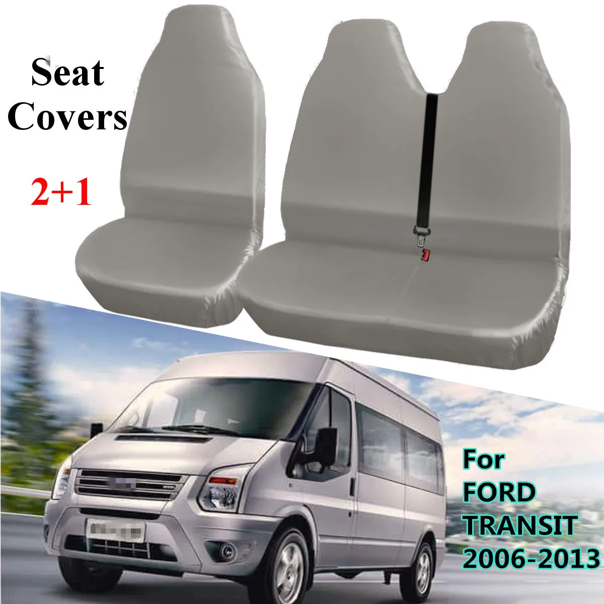 2 + 1 серый Универсальный Водонепроницаемый Чехол для автосидений FORD TRANSIT 2006