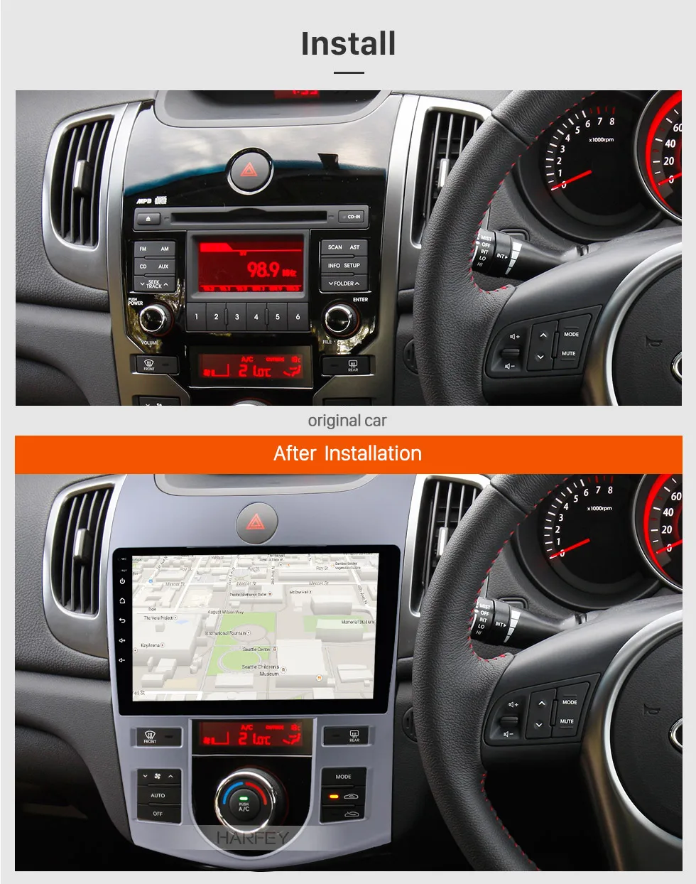 Discount Harfey For KIA Forte(AT) 2008 2009 2010 2011 2012 9 Inch Car Radio 2Din Quad Core Stereo Android 8.1 GPS Multimedia Player 1080P 4