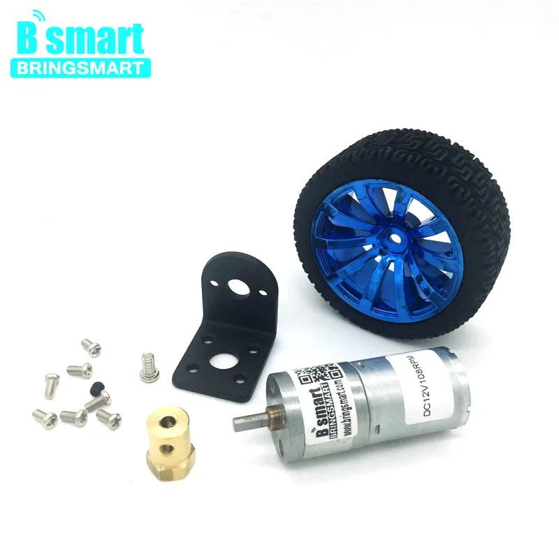 

Bringsmart JGA25-370TC DC Gear Motor 6v-12v with Mounting Bracket Coupling and Screw Combination for Toy Car Mini Motor Kits