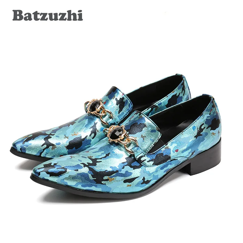 Batzuzhi большой Размеры 46 итальянский Стиль дизайнера Мужская обувь Кожа Роскошная обувь Для мужчин красный/синий Для мужчин S