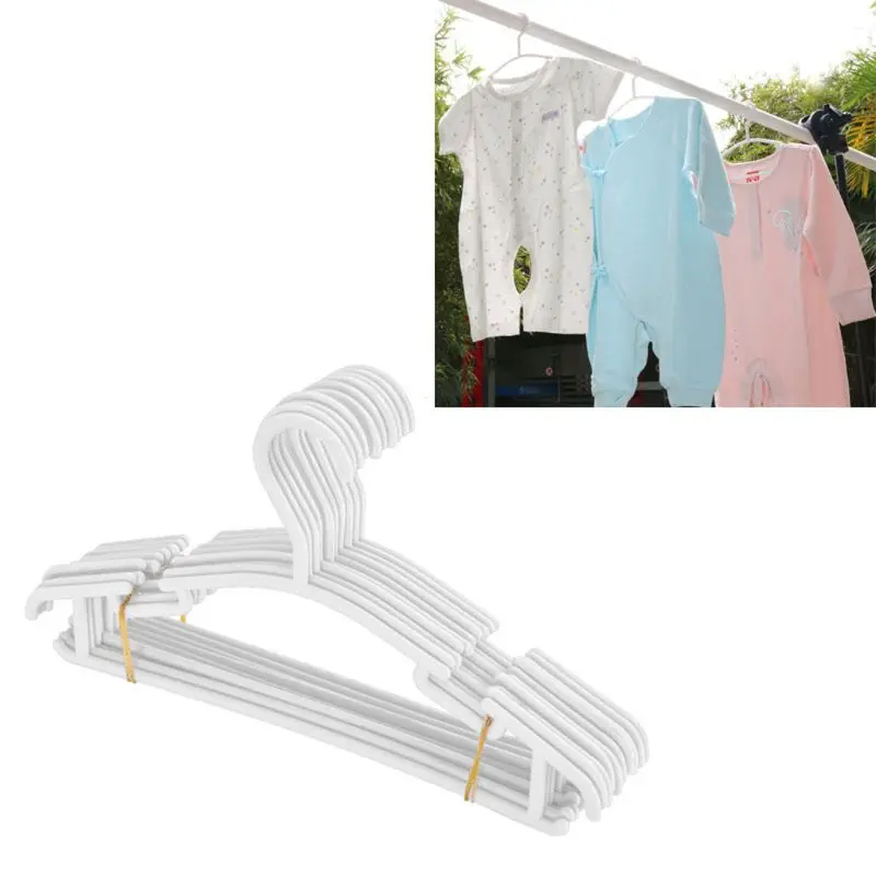 Baby Coat Hangers 10 Pack White Plastic Nursery Nonslip Space Saving Tubular Kids Clothes